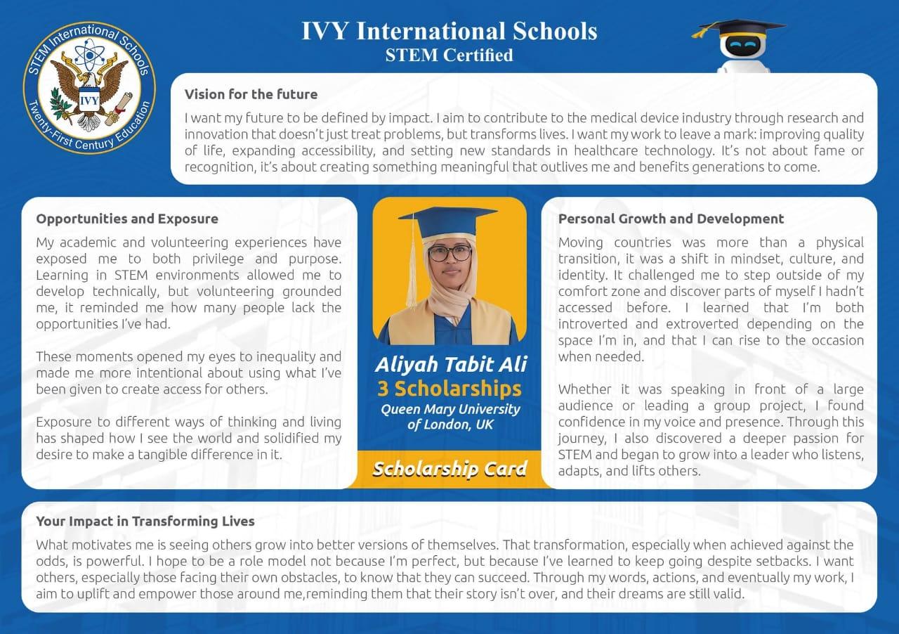 🔹 Aliyah Tabit Ali | From IVY to Impact – A Journey of Purpose and Possibility